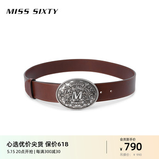 腰带女圆扣小众高级质感简约牛皮革真皮 新款 Sixty2024春季 Miss