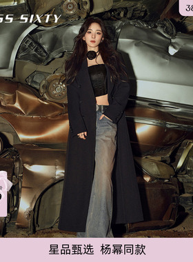 【杨幂同款】Miss Sixty黑色风衣外套女气质西装长款气质大衣通勤