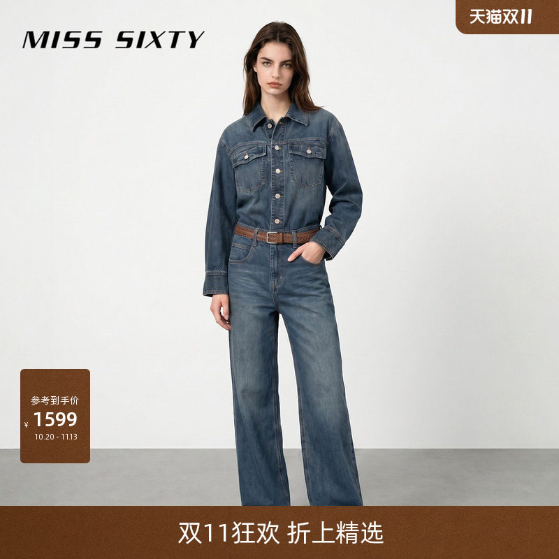 Miss Sixty2026春夏新款牛仔连体裤女配腰带复古工装风