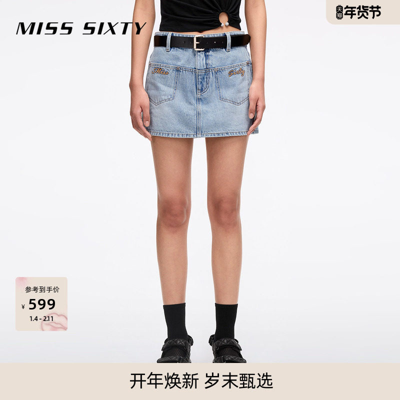Miss Sixty2025夏季新款牛仔短裤女配腰带裙裤复古显高显瘦设计感,女装/女士精品,牛仔裤,淘宝优惠券,粉丝福利购,淘宝优惠卷