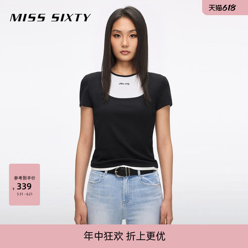 MissSixty假两件刺绣T恤