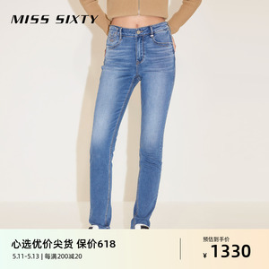 Miss Sixty2024春季新款牛仔裤女中腰九分铅笔裤修身显瘦含醋酸