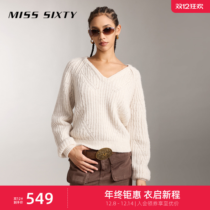 MissSixtyV领宽松羊毛针织衫