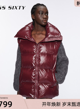 【新年穿搭】保暖90鹅绒Miss Sixty羽绒背心女宽松马甲红色面包服