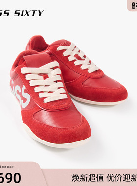 Miss Sixty2025夏季新款运动鞋女红色拼皮双鞋带阿甘鞋休闲鞋皮革