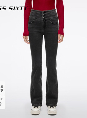 Miss Sixty2025秋季新款牛仔裤女复古三环高腰修身显瘦微喇叭裤
