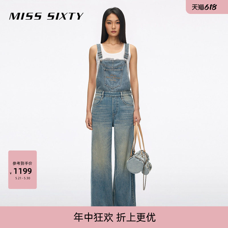 Miss Sixty2026夏季新款牛仔连体裤女一体式背带裤复古