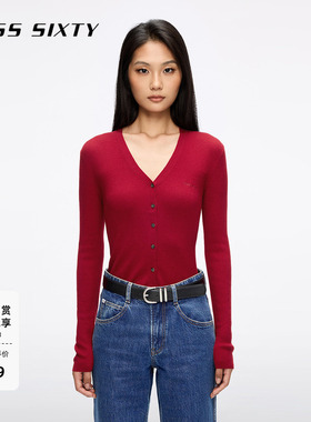 【新年穿搭】杨幂同款Miss Sixty25秋针织开衫羊毛桑蚕丝混纺红色