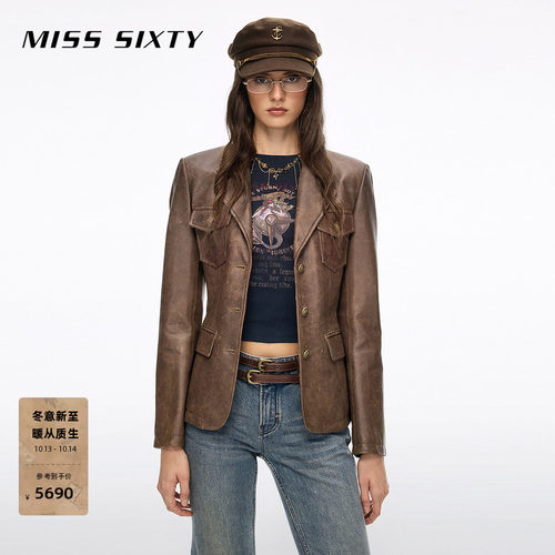 MissSixty纽扣皮夹克