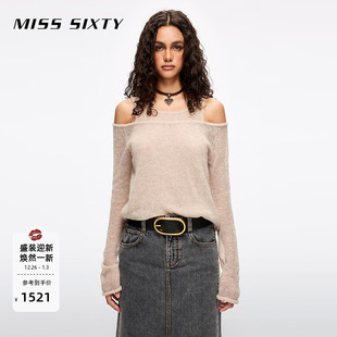 保暖羊驼毛 针织衫 Miss 新款 吊带露肩假两件毛衣 Sixty2025秋季
