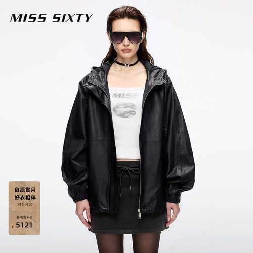 MissSixty连帽真皮外套