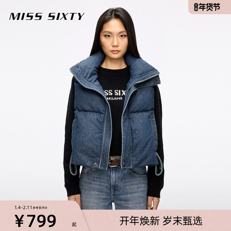 【保暖90鸭绒鹅绒】Miss Sixty2025冬季新款牛仔羽绒