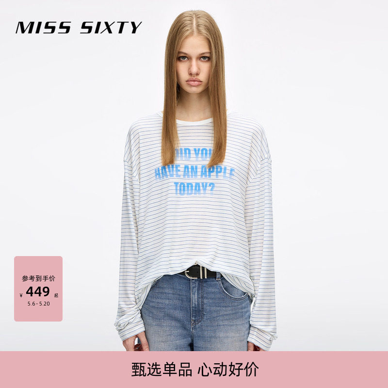 【莱赛尔】Miss Sixty26春夏款T恤女圆领含羊毛字母印花