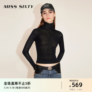 无痕打底衫 Miss Sixty针织衫 女气质高领羊绒混纺内搭基础款 上衣