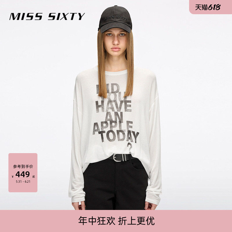 【莱赛尔】Miss Sixty2026春夏新款宽松长袖T恤女字母
