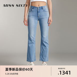 新款 女复古磨破显瘦八分微喇裤 含醋酸牛仔裤 Miss Sixty2024夏季