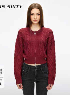 【新年穿搭】【保暖羊毛】Miss Sixty25冬季新款针织外套红色毛衣