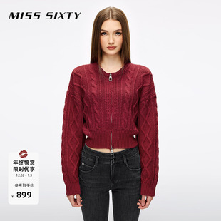 新年穿搭 新款 保暖羊毛 Sixty25冬季 针织外套红色毛衣 Miss
