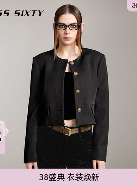 Miss Sixty休闲外套女法式小香风圆领黑色简约气质高级感通勤