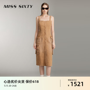 牛仔连衣裙女背带美式 Miss 新款 裙废土风 Sixty2024夏季 复古工装