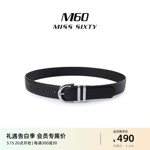 SIXTY2024春季 M60 MISS 腰带女牛皮革皮带金属扣头可调节 新款