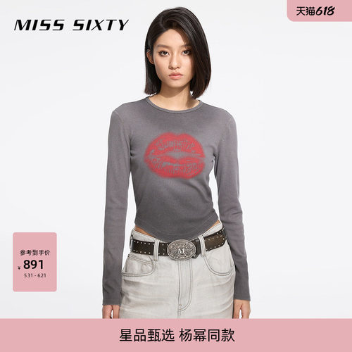 MissSixty唇印装饰短款T恤