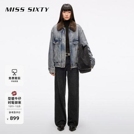 【保暖含羊绒】Miss Sixty2025冬季新款牛仔裤休闲直筒裤厚款长裤