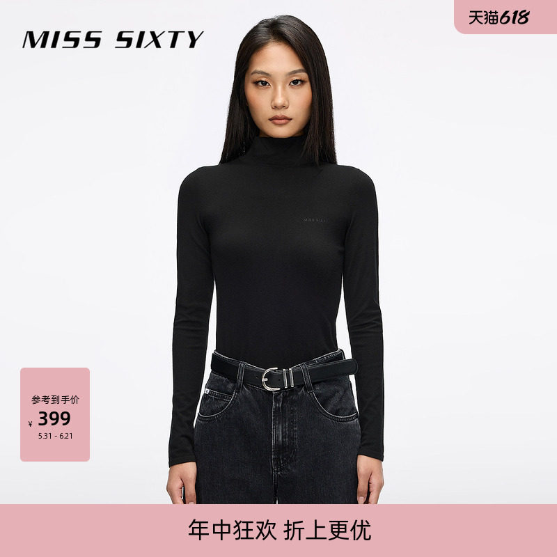 Miss Sixty2026春季针织衫女高领紧身红色上衣打底显瘦气质