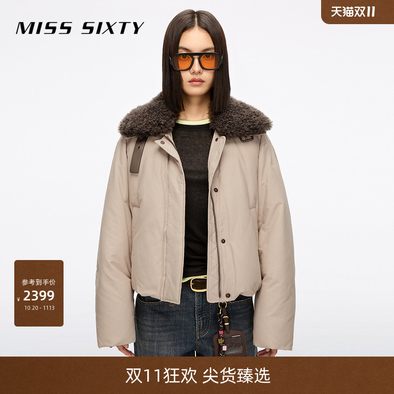【90鸭绒】Miss Sixty2026冬季女羽绒服可拆毛领复古
