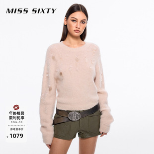 Sixty针织衫 Miss 保暖羊驼毛 女重工钉珠毛衣温柔 闪耀派对