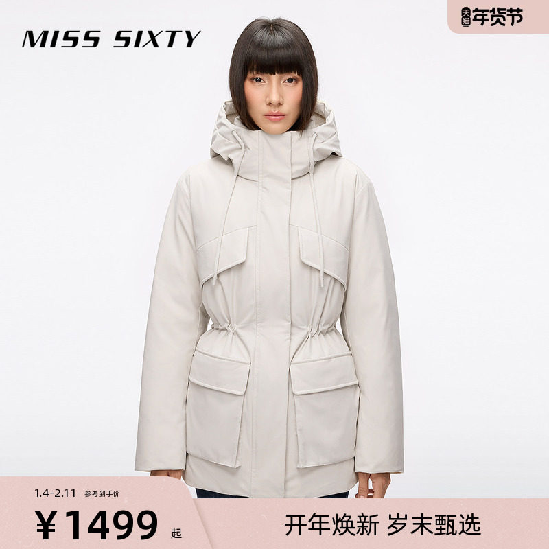 【保暖90鹅绒】Miss Sixty25冬新款羽绒服外套收腰连帽修身通勤