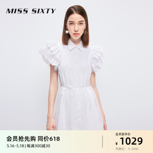 飞飞袖 Miss 连衣裙女法式 设计感优雅气质通勤 Sixty夏季 显瘦短袖