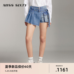 设计裙裤 Miss 女复古工装 新款 解构式 含醋酸牛仔短裤 Sixty2024夏季