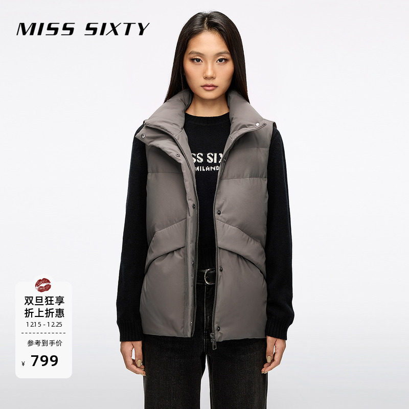 【保暖90鹅绒】Miss Sixty2025秋新款羽绒背心马甲宽