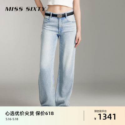 Miss Sixty2024夏季新款牛仔裤含天丝复古磨白直筒裤休闲风百搭