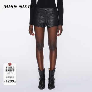 超短裤 Miss 真皮短款 女简约时尚 直筒高级羊皮革中腰 Sixty休闲裤