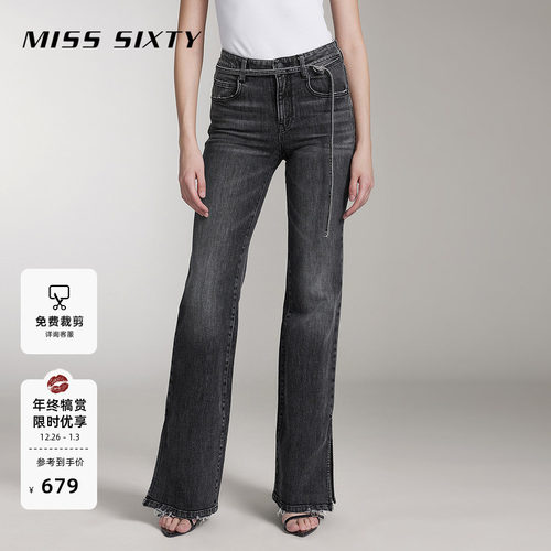 MissSixty低腰开衩微喇牛仔裤