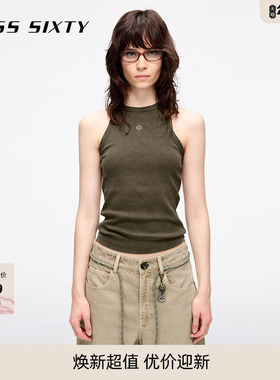 【杨幂同款】Miss Sixty2025夏季新款无袖T恤女挖肩唇印修身背心