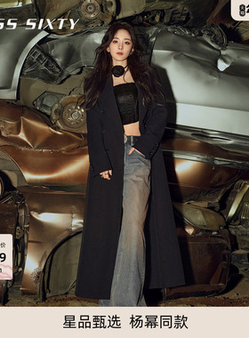 【杨幂同款】Miss Sixty黑色风衣外套女气质西装长大衣通勤