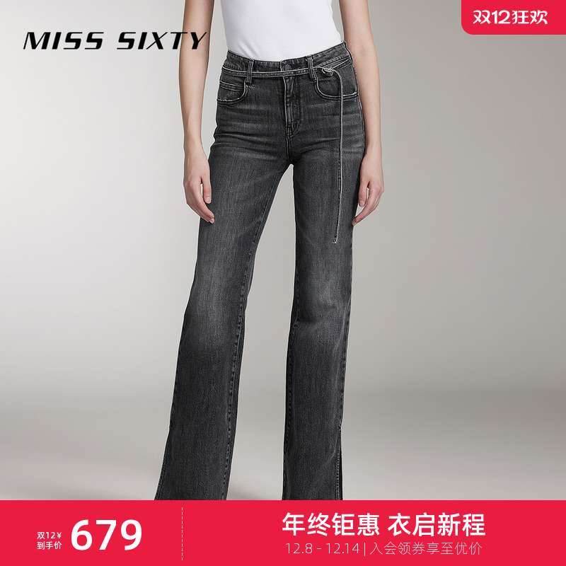 MissSixty低腰开衩微喇牛仔裤