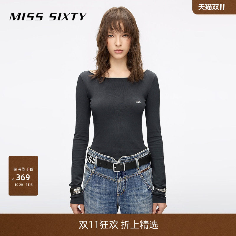 Miss Sixty2026春季针织衫女大领口内搭刺绣显瘦短上衣