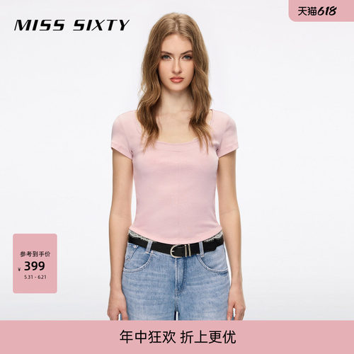 MissSixty蕾丝拼接短款T恤