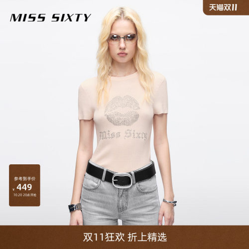 MissSixty烫钻圆领短款针织衫