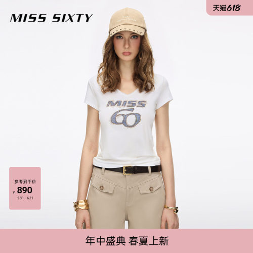 MissSixty徽标刺绣T恤