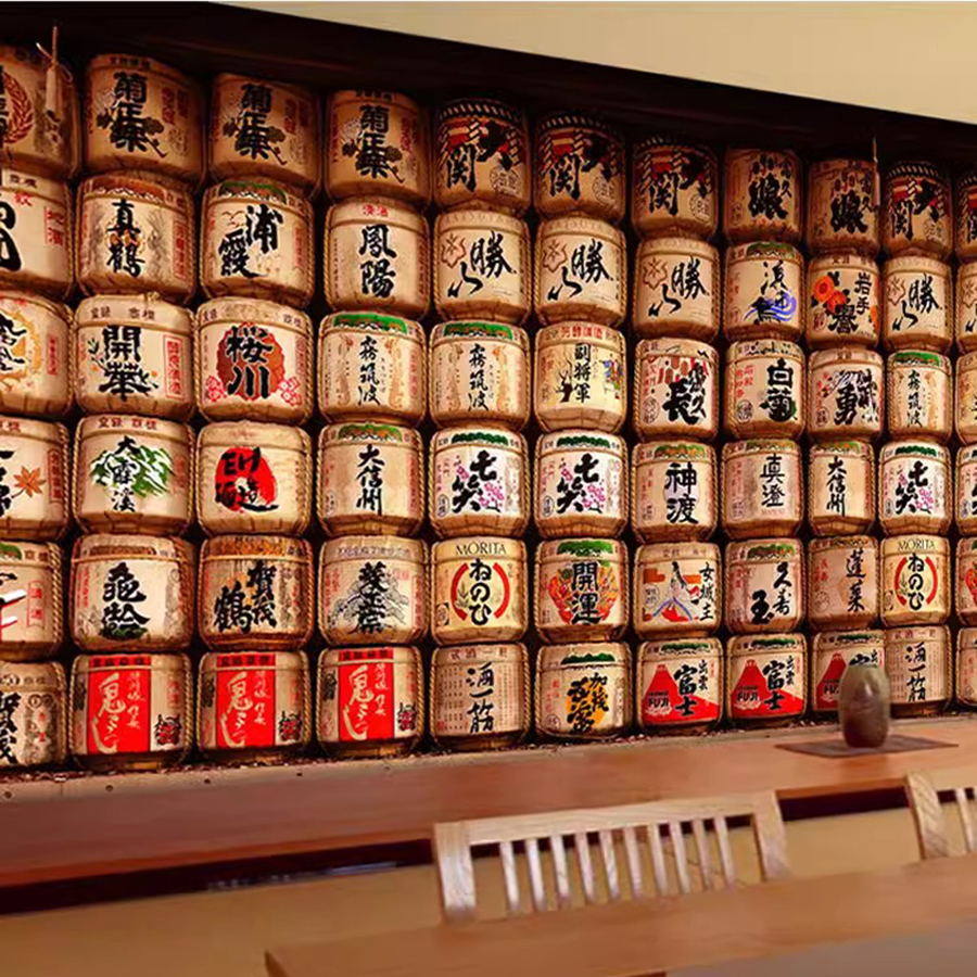 日式居酒屋墙纸日料店和风装饰墙布日本寿司餐厅拉面馆背景墙壁纸图片