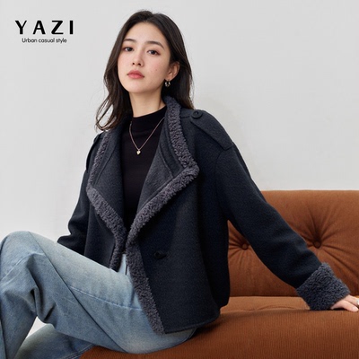 复古双面羊绒短款大衣女韩系通勤