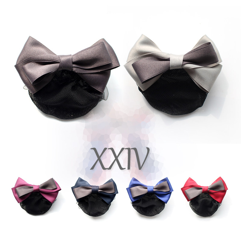 工作头花 原创手工蝴蝶结发网发套 职业护士空姐上班网兜工装发夹