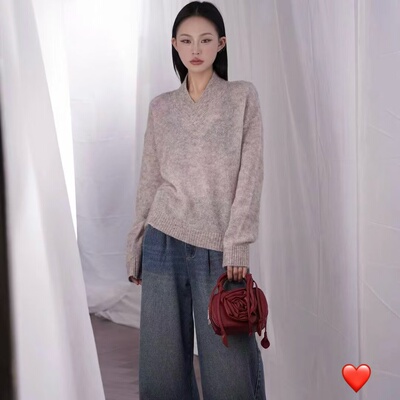 SYReperes D【玫瑰】2024初秋v领小众设计绵羊毛衣SY-1005-2300