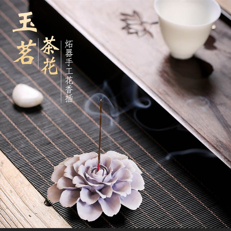 宝爵炻瓷手工花禅香插香炉香薰室内天然安神助眠摆件插香座
