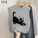 软糯圆领卡通小猫宽松款 女装 叠穿马夹 新款 她池针织马甲2026春装
